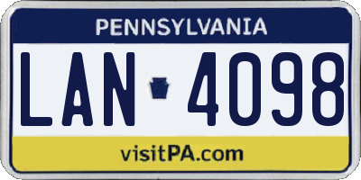 PA license plate LAN4098