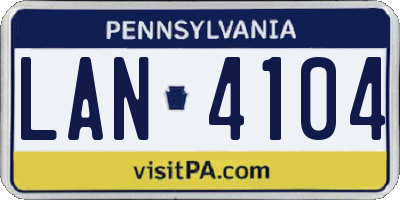 PA license plate LAN4104