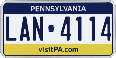 PA license plate LAN4114