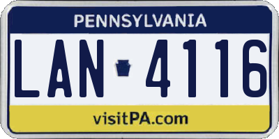 PA license plate LAN4116