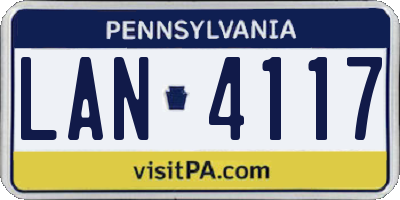 PA license plate LAN4117