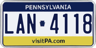 PA license plate LAN4118