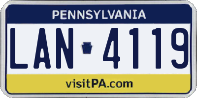 PA license plate LAN4119
