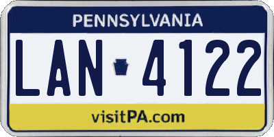 PA license plate LAN4122