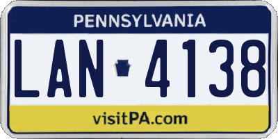 PA license plate LAN4138