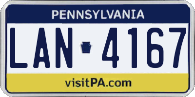 PA license plate LAN4167