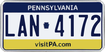 PA license plate LAN4172
