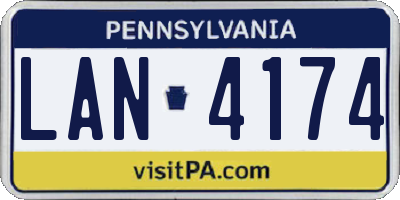 PA license plate LAN4174