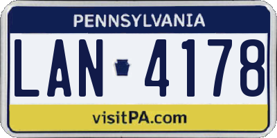 PA license plate LAN4178