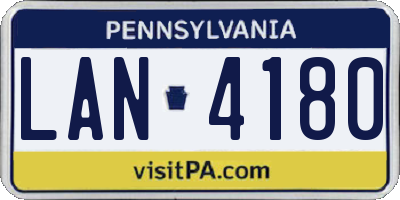PA license plate LAN4180