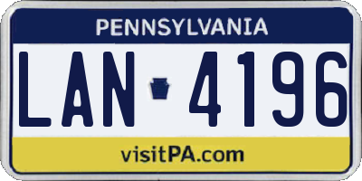 PA license plate LAN4196