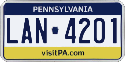 PA license plate LAN4201