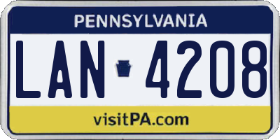 PA license plate LAN4208