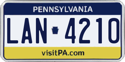 PA license plate LAN4210