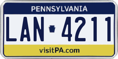 PA license plate LAN4211