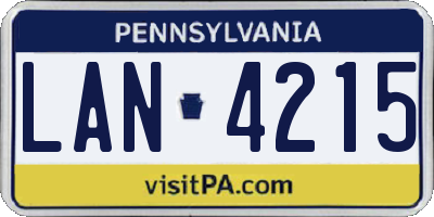 PA license plate LAN4215