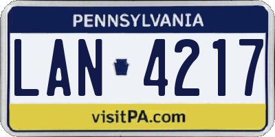PA license plate LAN4217