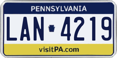 PA license plate LAN4219