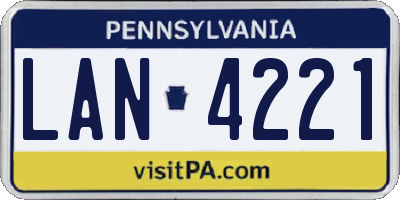 PA license plate LAN4221