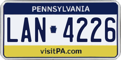 PA license plate LAN4226