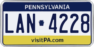 PA license plate LAN4228
