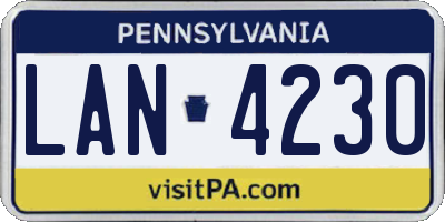PA license plate LAN4230
