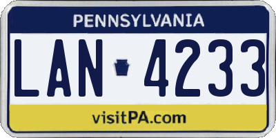 PA license plate LAN4233