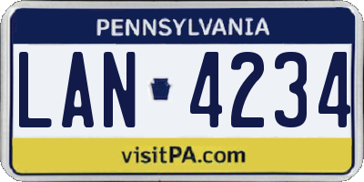 PA license plate LAN4234