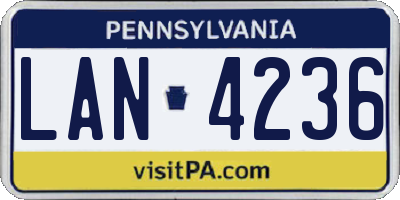 PA license plate LAN4236