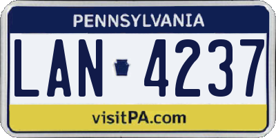 PA license plate LAN4237