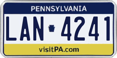 PA license plate LAN4241