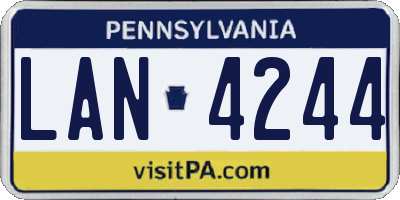 PA license plate LAN4244