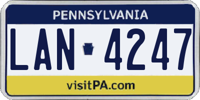 PA license plate LAN4247