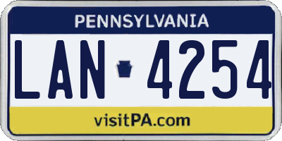 PA license plate LAN4254
