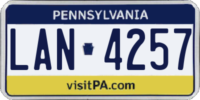 PA license plate LAN4257