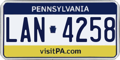 PA license plate LAN4258