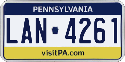 PA license plate LAN4261