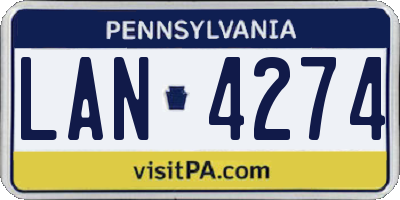 PA license plate LAN4274