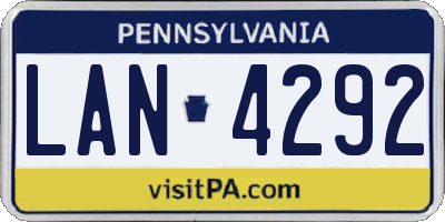 PA license plate LAN4292