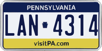 PA license plate LAN4314