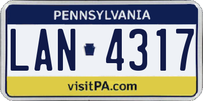 PA license plate LAN4317