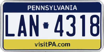 PA license plate LAN4318