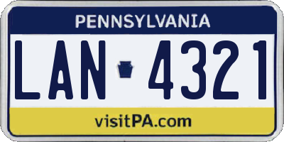 PA license plate LAN4321