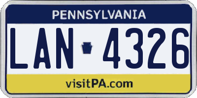 PA license plate LAN4326