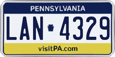 PA license plate LAN4329