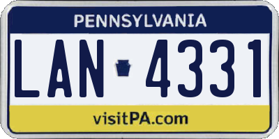 PA license plate LAN4331
