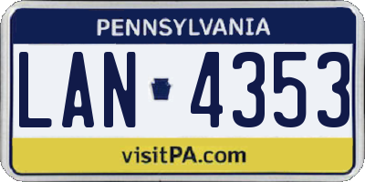 PA license plate LAN4353