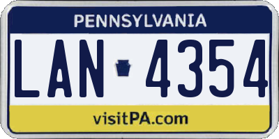 PA license plate LAN4354