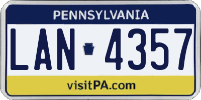 PA license plate LAN4357