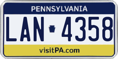 PA license plate LAN4358